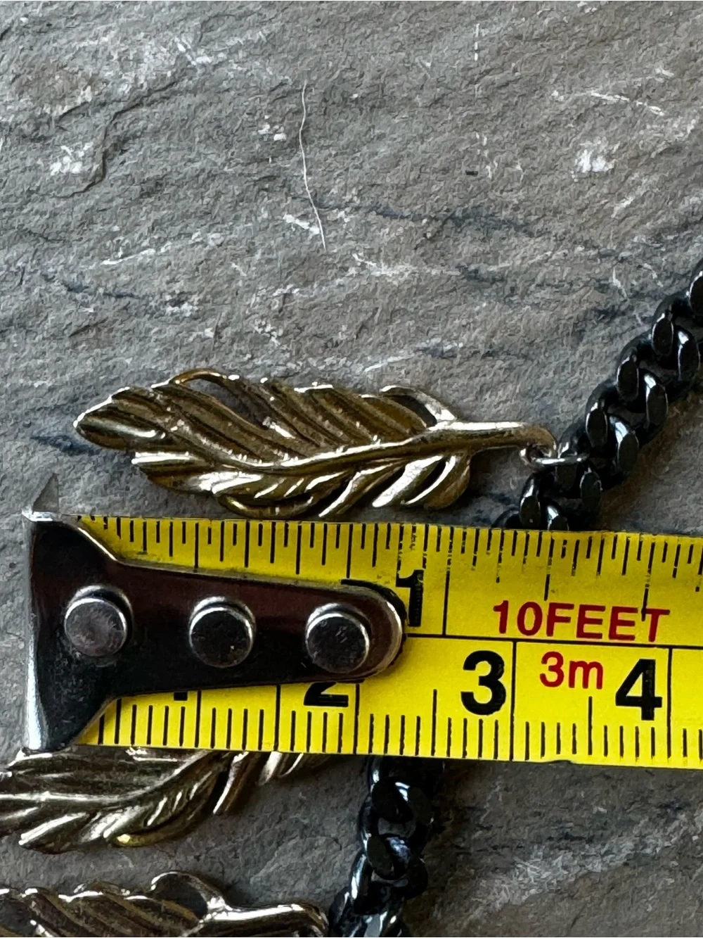 Stella & Dot Black Chain Necklace with Gold Feather Pendants